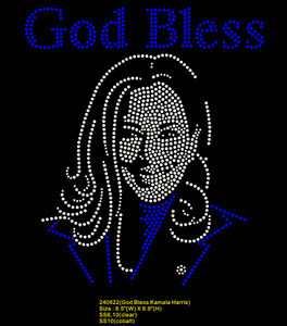 (2 Qty) GOD BLESS KAMALA HARRIS for President 2024 - custom Rhinestone Transfer (2 Qty) GOD BLESS KAMALA HARRIS for President 2024 - custom Rhinestone Transfer
