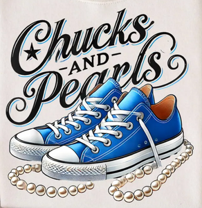 (2 Qty) Chucks & Pearls Blue Shoes - custom DTF transfer (2 Qty) Chucks & Pearls Blue Shoes - custom DTF transfer