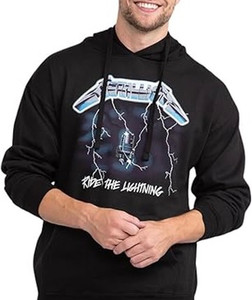 Popular Heavy Metal Band Metallica 'Ride The Lightning' Logo DTF Black Hooded Sweatshirt Hoodie
