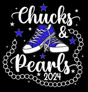 (2 qty) Chucks and Pearls 2024 Blue star Blue Tennis shoes sneakers - custom DTF transfer (2 qty) Chucks and Pearls 2024 Blue star Blue Tennis shoes sneakers - custom DTF transfer