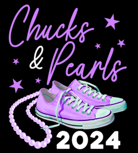 (2 qty) (Lavender) Chucks and Pearls 2024 Tennis shoes sneakers - custom DTF transfer (2 qty) (Lavender) Chucks and Pearls 2024 Tennis shoes sneakers - custom DTF transfer
