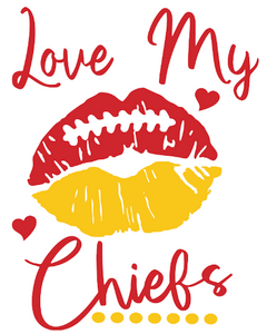 (2 Qty) Love my CHIEFS Lips - custom Football sports DTF transfer