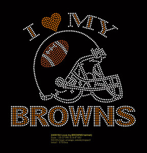 I Love my BROWNS Helmet - custom Rhinestone Transfer I Love my BROWNS Helmet - custom Rhinestone Transfer
