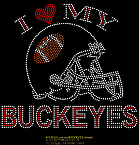 I Love my BUCKEYES Helmet - custom Rhinestone Transfer I Love my BUCKEYES Helmet - custom Rhinestone Transfer