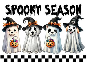 (2 Qty) Spooky Season Puppies - custom Haloween DTF transfer