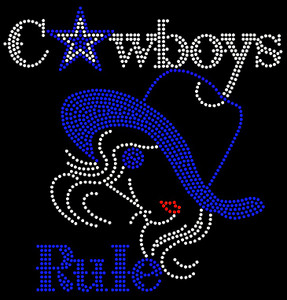 Cowboys Rule Blue hat Lady Rhinestone transfer