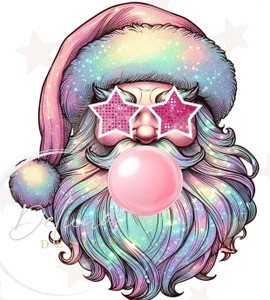 Santa blowing pink bubble custom Christmas DTF transfer Santa blowing pink bubble custom Christmas DTF transfer