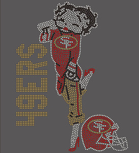 49ERS Betty Boop Football - custom Rhinestone transfer
