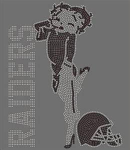 RAIDERS Betty Boop Football - custom Rhinestone transfer RAIDERS Betty Boop Football - custom Rhinestone transfer