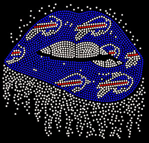 Bills Lips dripping Football - custom Rhinestone transfer