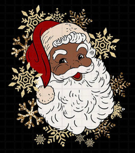 Black Santa red cap Sketch Christmas - custom DTF transfer Black Santa red cap Sketch Christmas - custom DTF transfer