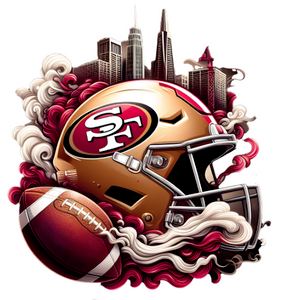 (2 Qty) 49ers Helmet Smoke FOOTBALL SPORTS - custom DTF transfer (2 Qty) 49ers Helmet Smoke FOOTBALL SPORTS - custom DTF transfer