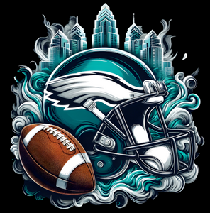 (2 Qty) EAGLES Helmet Smoke Football - custom sports DTF transfer (2 Qty) EAGLES Helmet Smoke Football - custom sports DTF transfer