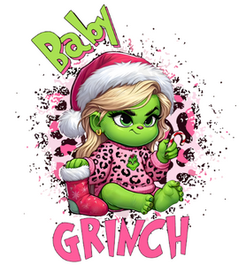 (2 Qty) Baby Grinch - custom DTF transfer (2 Qty) Baby Grinch - custom DTF transfer