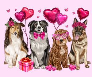 Cute Dogs Valentine day DTF transfer Cute Dogs Valentine day DTF transfer