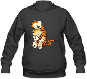 Calvin And Hobbes Tiger Logo on Black Hoodie DTF Calvin And Hobbes Tiger Logo on Black Hoodie DTF