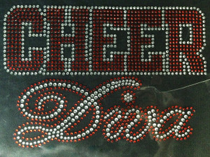 Cheer Diva RED Rhinestone Transfer Iron on Cheer Diva RED Rhinestone Transfer Iron on