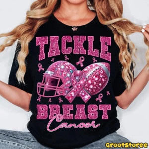 (2 Qty) Tackle Breast Cancer Diamond Helmet Football Ribbon Awareness - DTF transfer