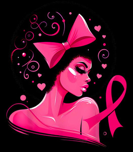 (2 Qty) Pink Bow Ribbon Girl breast cancer Awareness - DTF transfer (2 Qty) Pink Bow Ribbon Girl breast cancer Awareness - DTF transfer