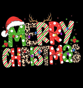 (2 Qty) Retro Merry Christmas DTF transfer (2 Qty) Retro Merry Christmas DTF transfer