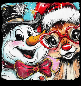 (2 Qty) Snowman And Bunny Christmas DTF transfer (2 Qty) Snowman And Bunny Christmas DTF transfer