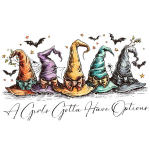 (2 Qty) A Girl Gotta Have Options Halloween DTF transfer