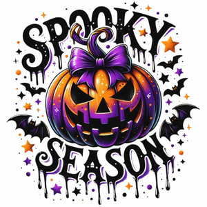 (2 Qty) Black Spooky Season Halloween DTF transfer (2 Qty) Black Spooky Season Halloween DTF transfer