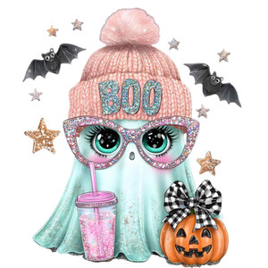 (2 Qty) Cute Boo Halloween DTF transfer (2 Qty) Cute Boo Halloween DTF transfer