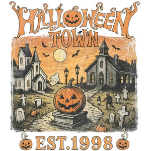 (2 Qty) Halloween Town EST 1998 DTF transfer