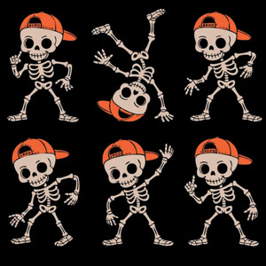 (2 Qty) Dancing Skeleton Halloween DTF transfer (2 Qty) Dancing Skeleton Halloween DTF transfer