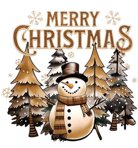 (2 Qty) Merry Christmas Brown Snow Man DTF transfer (2 Qty) Merry Christmas Brown Snow Man DTF transfer