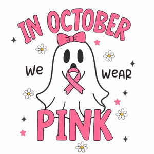 (2 Qty) October We Wear Pink Halloween Cancer Awareness - Custom DTF transfer (2 Qty) October We Wear Pink Halloween Cancer Awareness - Custom DTF transfer
