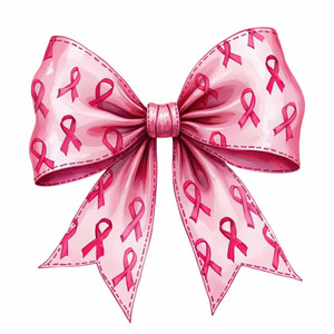 (2 Qty) Pink Bow Ribbion Cancer - DTF transfer (2 Qty) Pink Bow Ribbion Cancer - DTF transfer