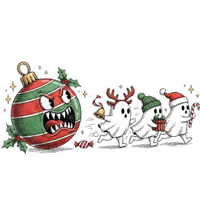 (2 Qty) Scary Christmas Ball And Boo DTF transfer