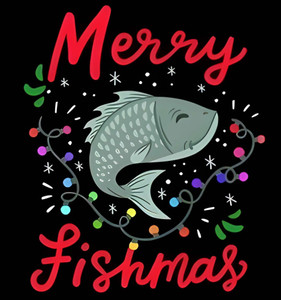 (2 Qty) Merry Fishmas Lights Christmas DTF transfer (2 Qty) Merry Fishmas Lights Christmas DTF transfer