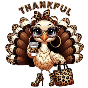 (2 Qty) Thankful Beautiful Turkey DTF transfer