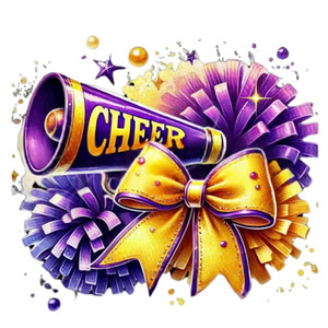 (2 Qty) Purple Golden Cheer DTF transfer