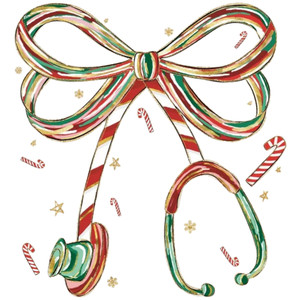 (2 Qty) Retro Nurse Christmas Coquette Bow Stethoscope DTF transfer