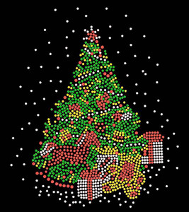 Green Christmas Tree Rhinestone Transfer Iron on