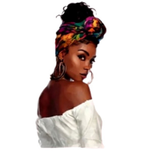 (2 Qty) Afro Bandana Bun Girl DTF transfer