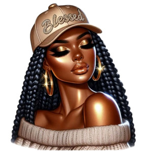 (2 Qty) Afro Copper Cap Blessed Girl DTF transfer