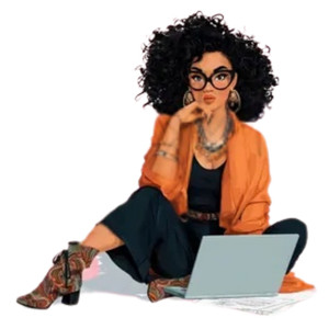 (2 Qty) Afro Laptop Girl DTF transfer