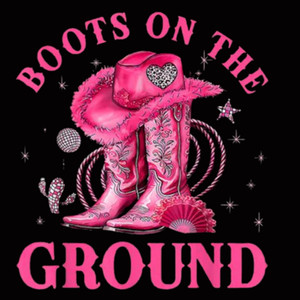 (2 Qty) Beautiful Boots On The Ground Pink Heart Hat Cancer Awareness DTF transfer