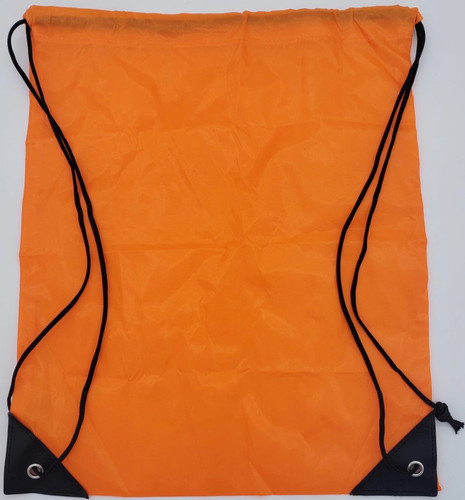 Drawstring Nylon Tote Bag 16"W x 15"H x 2.5"D (Orange)