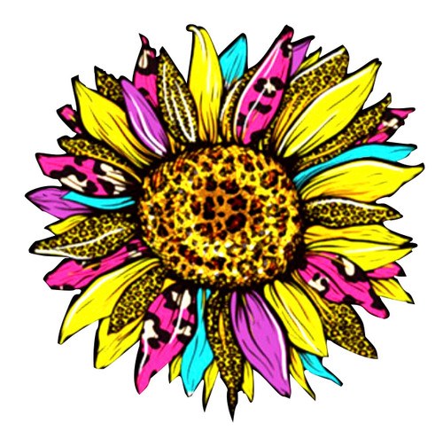 (2 Qty) Sun Flower Multi Color (8" x 8")- custom vinyl transfer