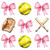 (Qty 2) Softball Pink Bow Bat DTF transfer