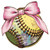 (2 Qty) Sparkly Soft Ball Pink Bow DTF transfer