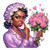 (2 qty) Sassy Black Woman Holding A Bouquet Of Pink Roses DTF transfers