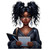 (2 qty) Afro-American Girl Character With High Ponytails And Glasses DTF transfer