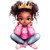 (2 qty) Cute Cartoon Girl With Curly Hair Wearing A Gold Crown DTF transfer